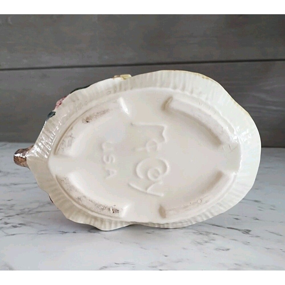 McCoy Pottery Fancy Leaf Berry Planter On Attached Saucer Vintage Art Pottery - Picture 8 of 8